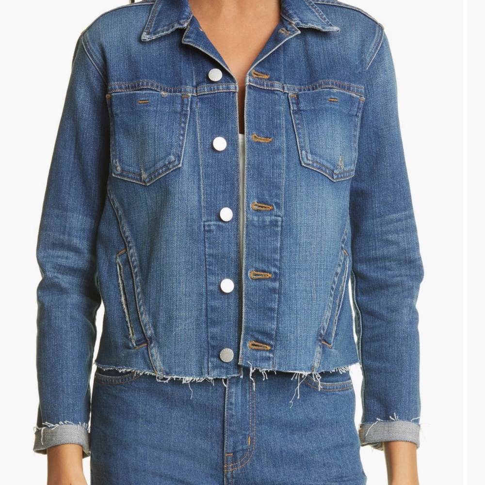L’AGENCE Denim Janelle Raw Cut Slim Jacket Small (S)